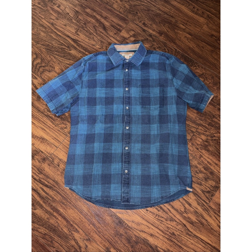 Carbon 2 Cobalt Men's Summer Plaid Shirt Size M Short Sleeve